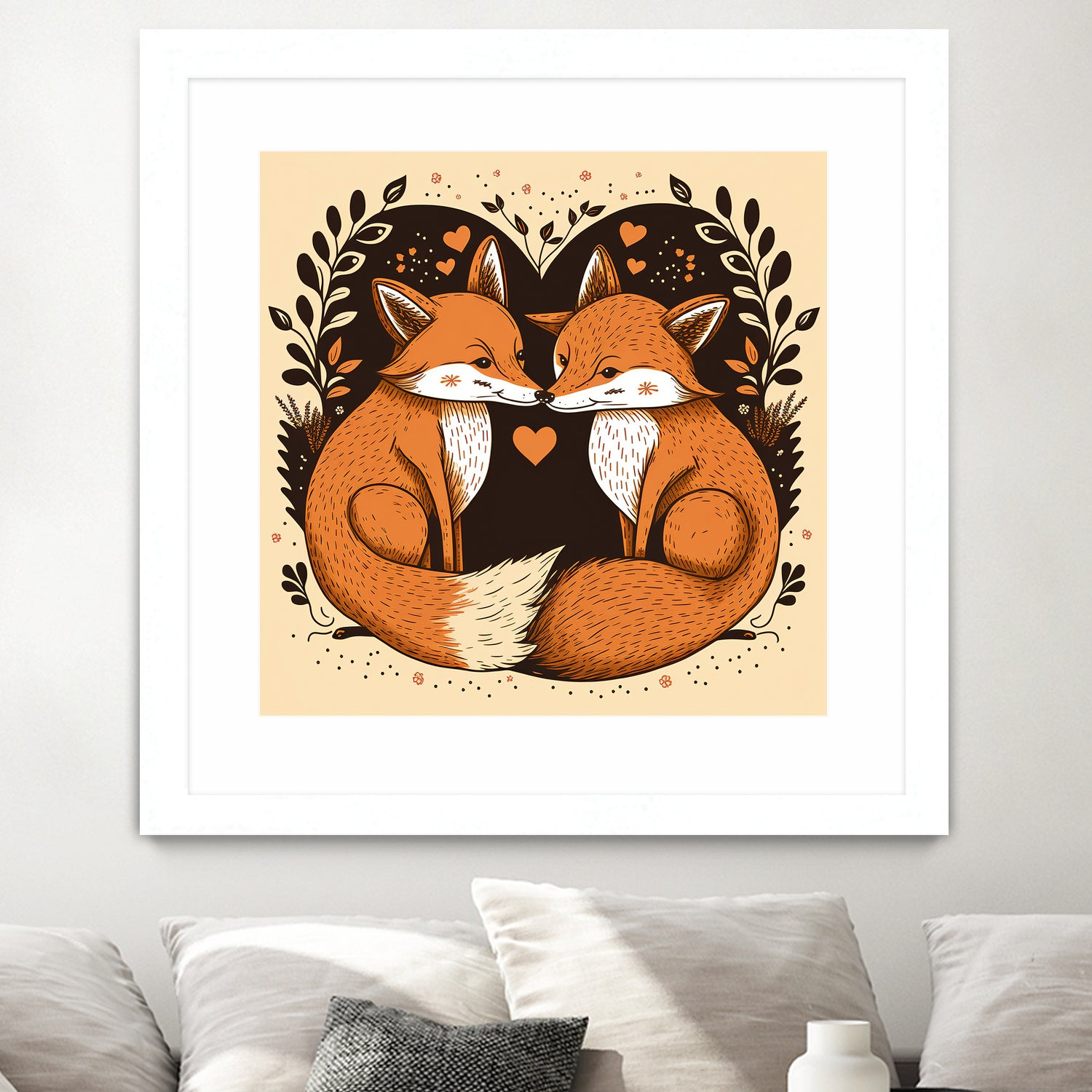 foxes in love by Haris Kavalla on GIANT ART - brown photo illustration