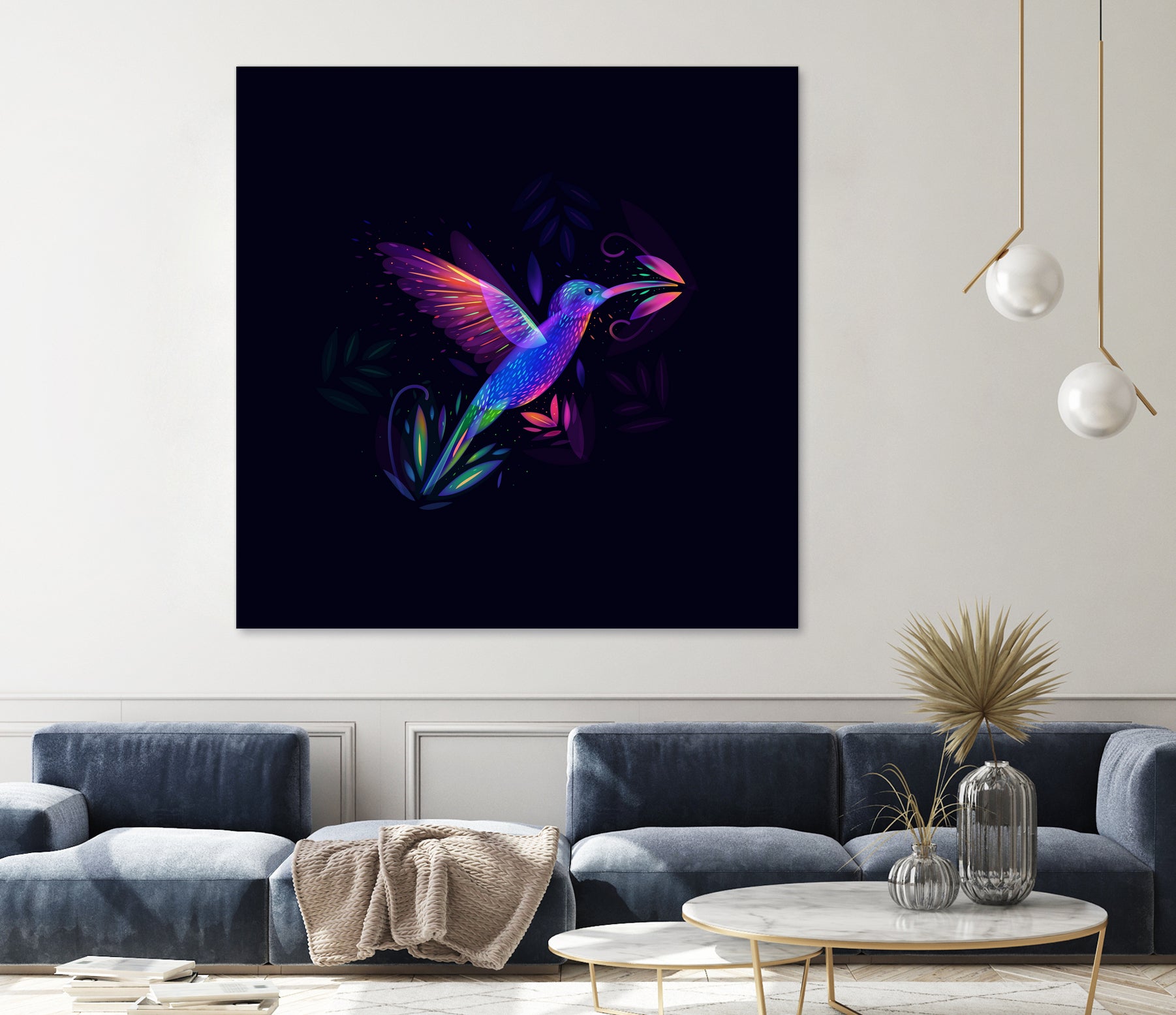 Colibri's world by Ilya Shapko on GIANT ART - blue mixed media