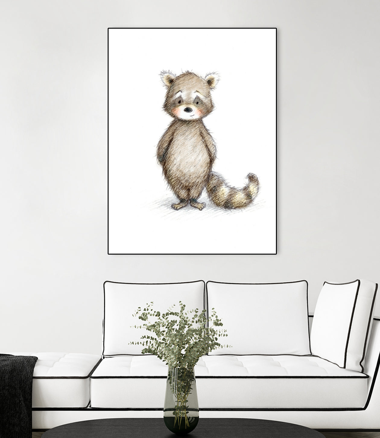 Raccoon by Anna Abramska on GIANT ART - gray digital drawing