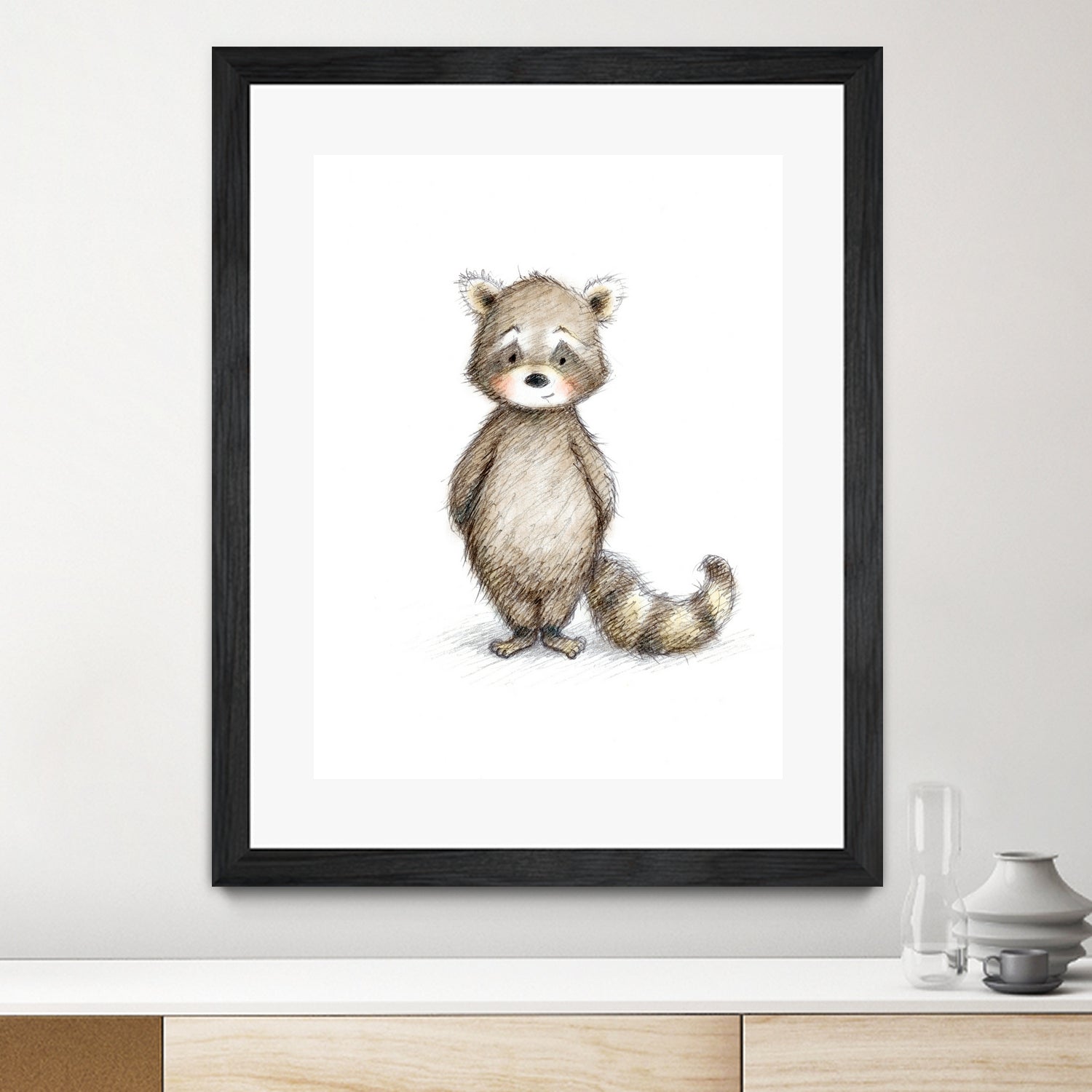 Raccoon by Anna Abramska on GIANT ART - gray digital drawing