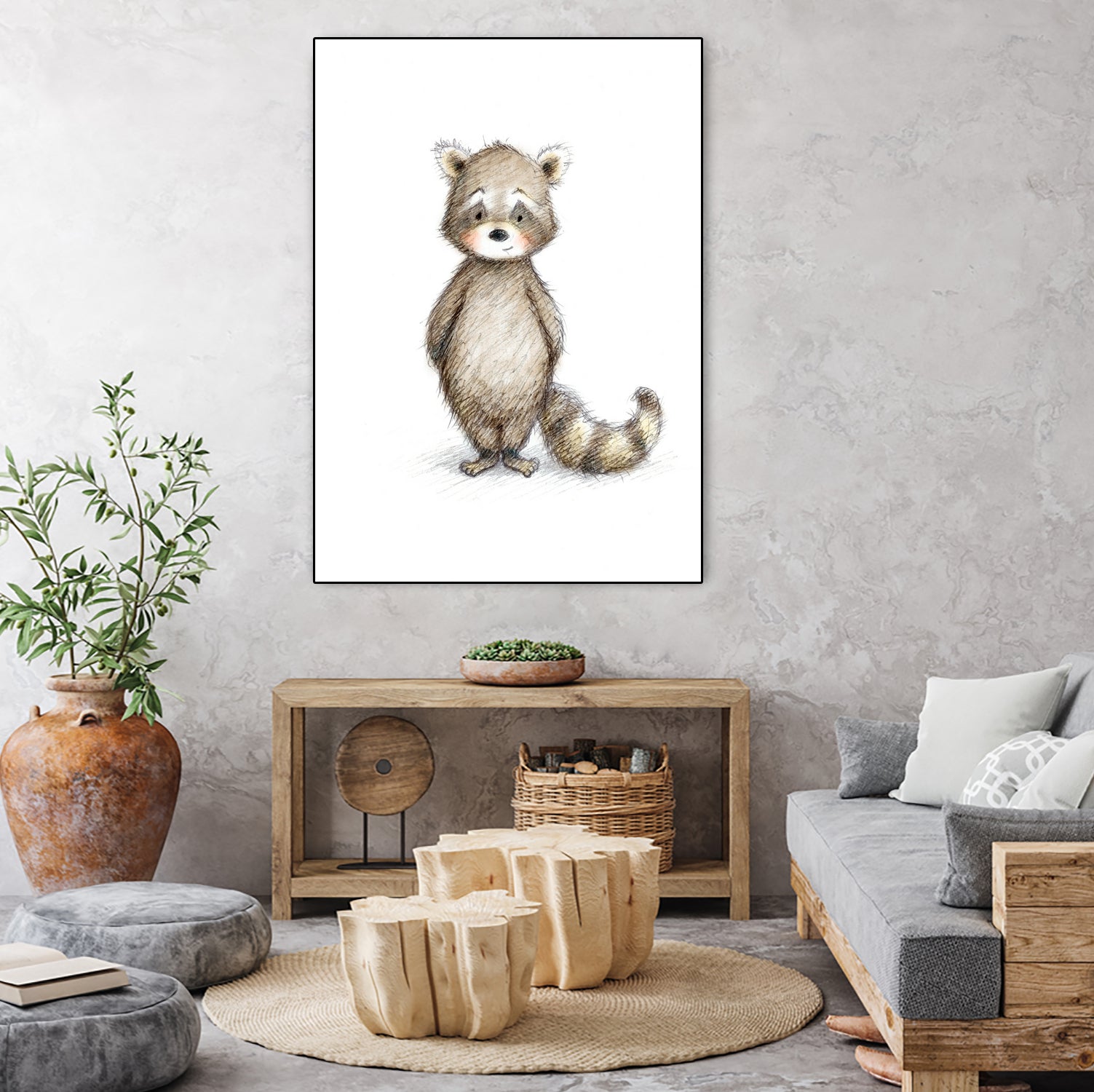 Raccoon by Anna Abramska on GIANT ART - gray digital drawing