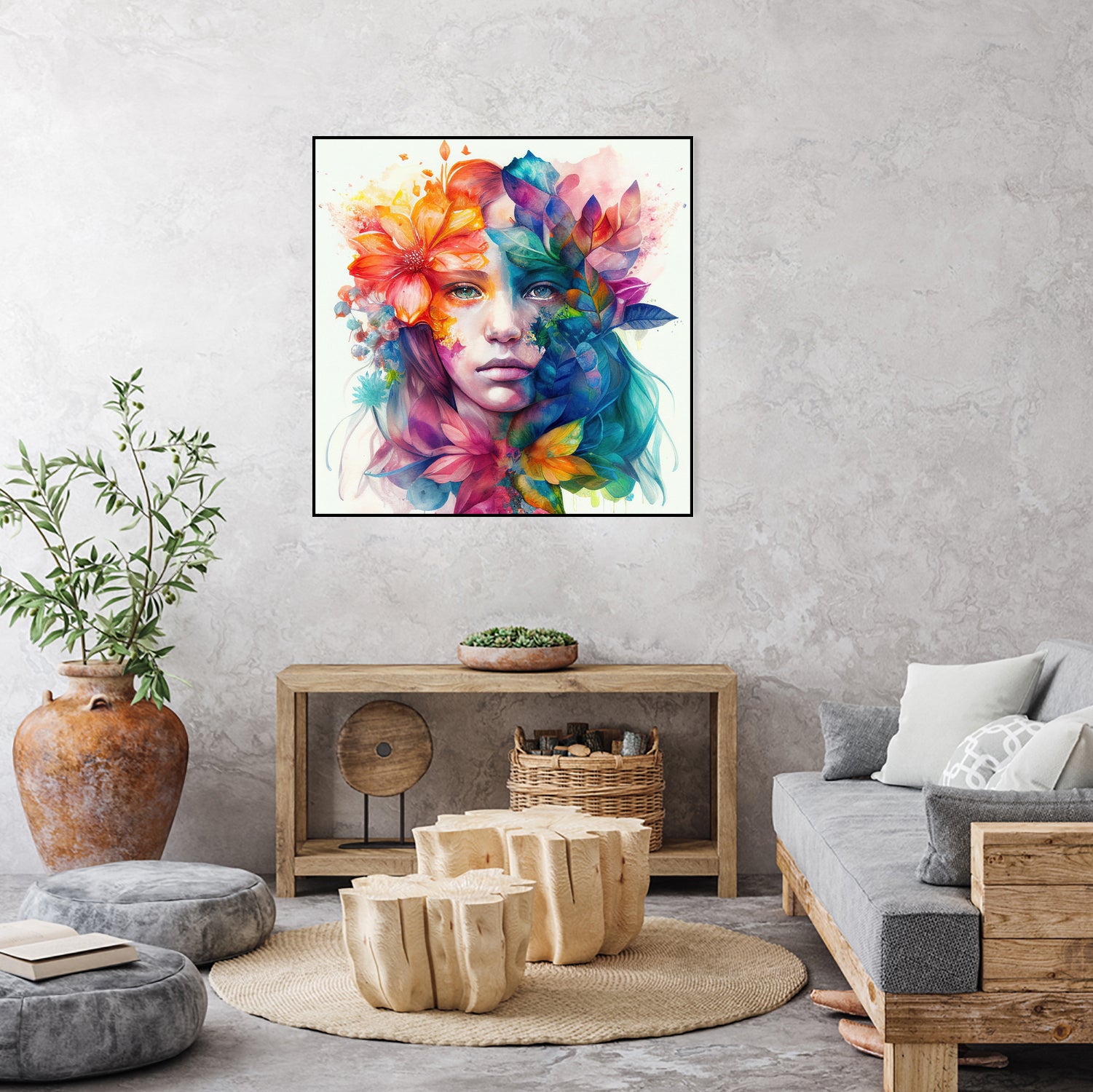 Watercolor Tropical Woman #8 by Isabel Cerdá Muñoz on GIANT ART - blue digital painting