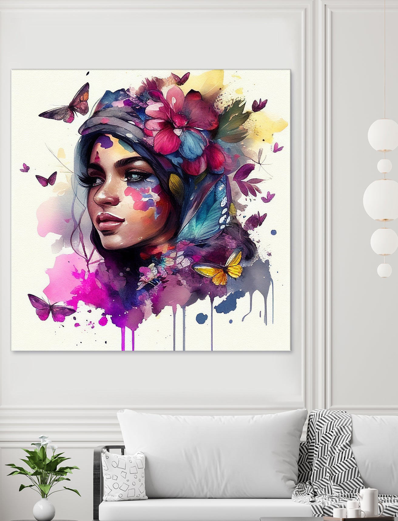 Watercolor Floral Arabian Woman #9 by Isabel Cerdá Muñoz on GIANT ART - pink digital painting