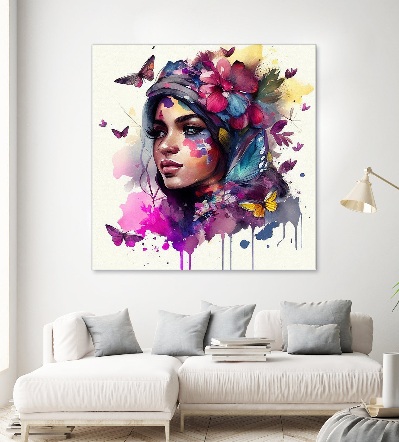 Watercolor Floral Arabian Woman #9 by Isabel Cerdá Muñoz on GIANT ART - pink digital painting