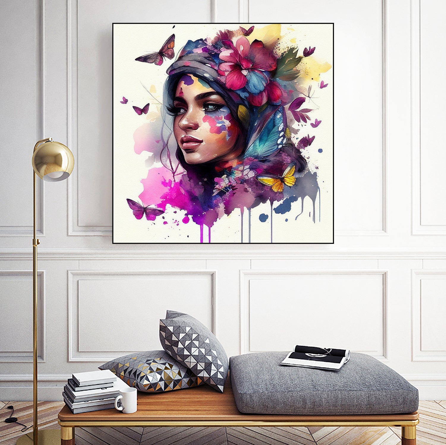 Watercolor Floral Arabian Woman #9 by Isabel Cerdá Muñoz on GIANT ART - pink digital painting