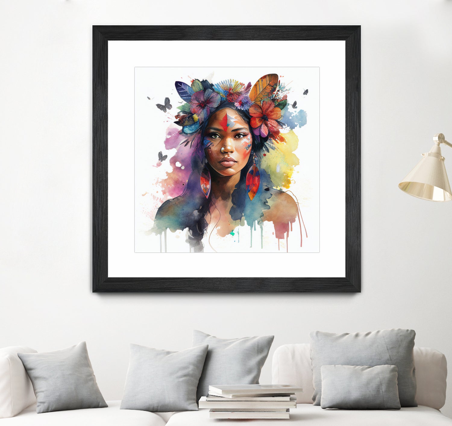 Watercolor Floral Indian Native Woman #1 by Isabel Cerdá Muñoz on GIANT ART - brown digital painting