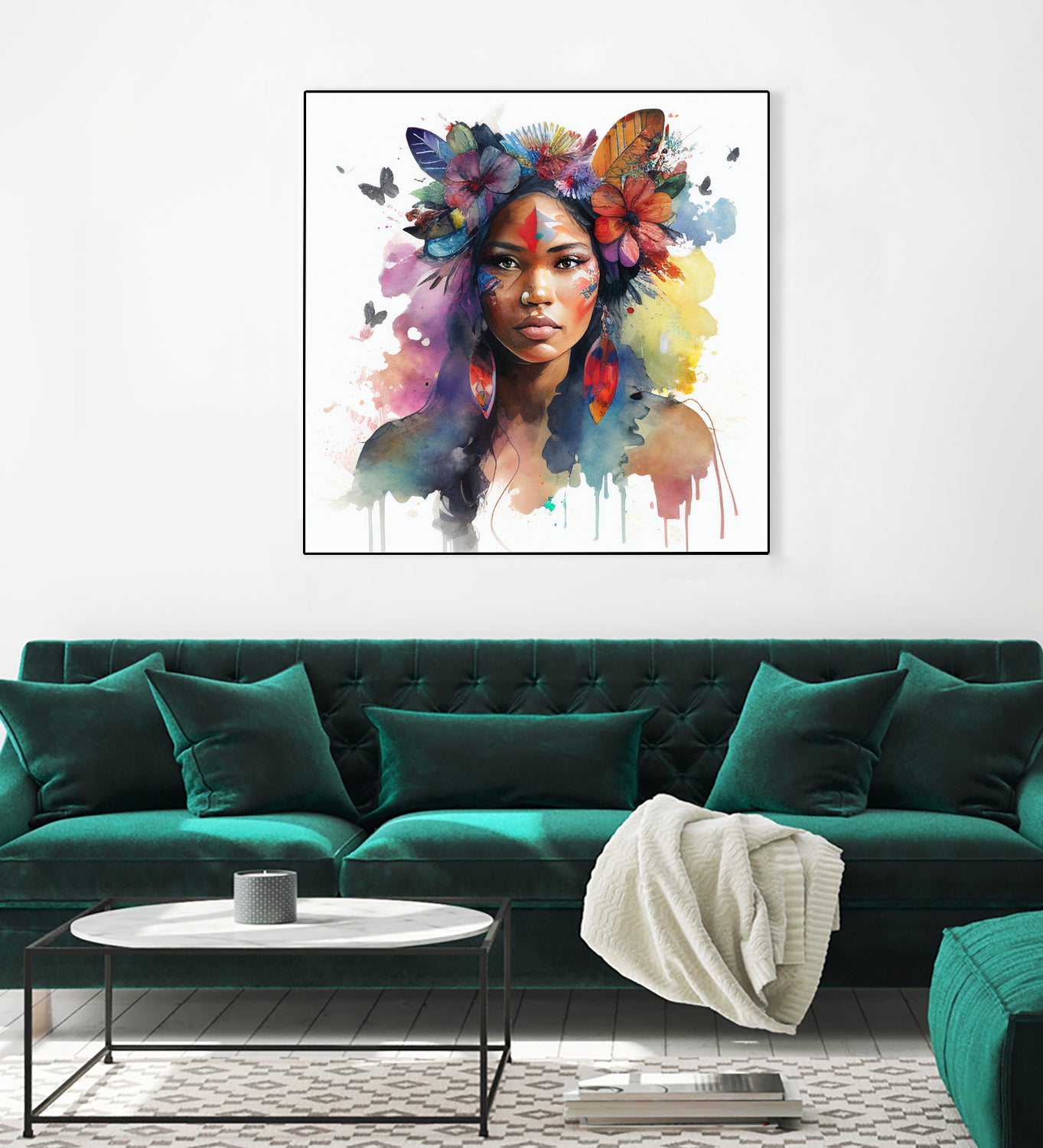 Watercolor Floral Indian Native Woman #1 by Isabel Cerdá Muñoz on GIANT ART - brown digital painting