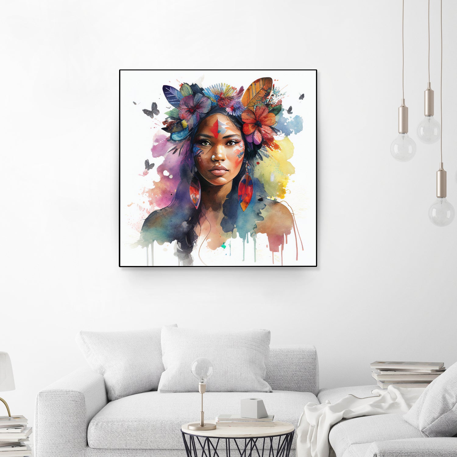 Watercolor Floral Indian Native Woman #1 by Isabel Cerdá Muñoz on GIANT ART - brown digital painting