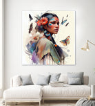 Watercolor Floral Indian Native Woman #3 by Isabel Cerdá Muñoz on GIANT ART - brown digital painting