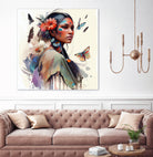 Watercolor Floral Indian Native Woman #3 by Isabel Cerdá Muñoz on GIANT ART - brown digital painting