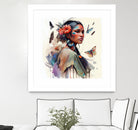 Watercolor Floral Indian Native Woman #3 by Isabel Cerdá Muñoz on GIANT ART - brown digital painting