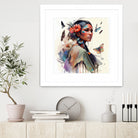 Watercolor Floral Indian Native Woman #3 by Isabel Cerdá Muñoz on GIANT ART - brown digital painting