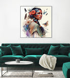 Watercolor Floral Indian Native Woman #3 by Isabel Cerdá Muñoz on GIANT ART - brown digital painting