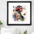 Watercolor Floral Indian Native Woman #3 by Isabel Cerdá Muñoz on GIANT ART - brown digital painting