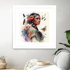 Watercolor Floral Indian Native Woman #3 by Isabel Cerdá Muñoz on GIANT ART - brown digital painting