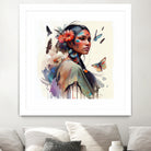 Watercolor Floral Indian Native Woman #3 by Isabel Cerdá Muñoz on GIANT ART - brown digital painting