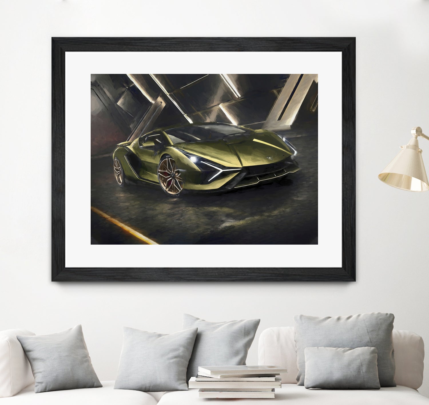 Lamborghini v2 in watercolor-sports car by miguel angel romero franco on GIANT ART - white digital drawing