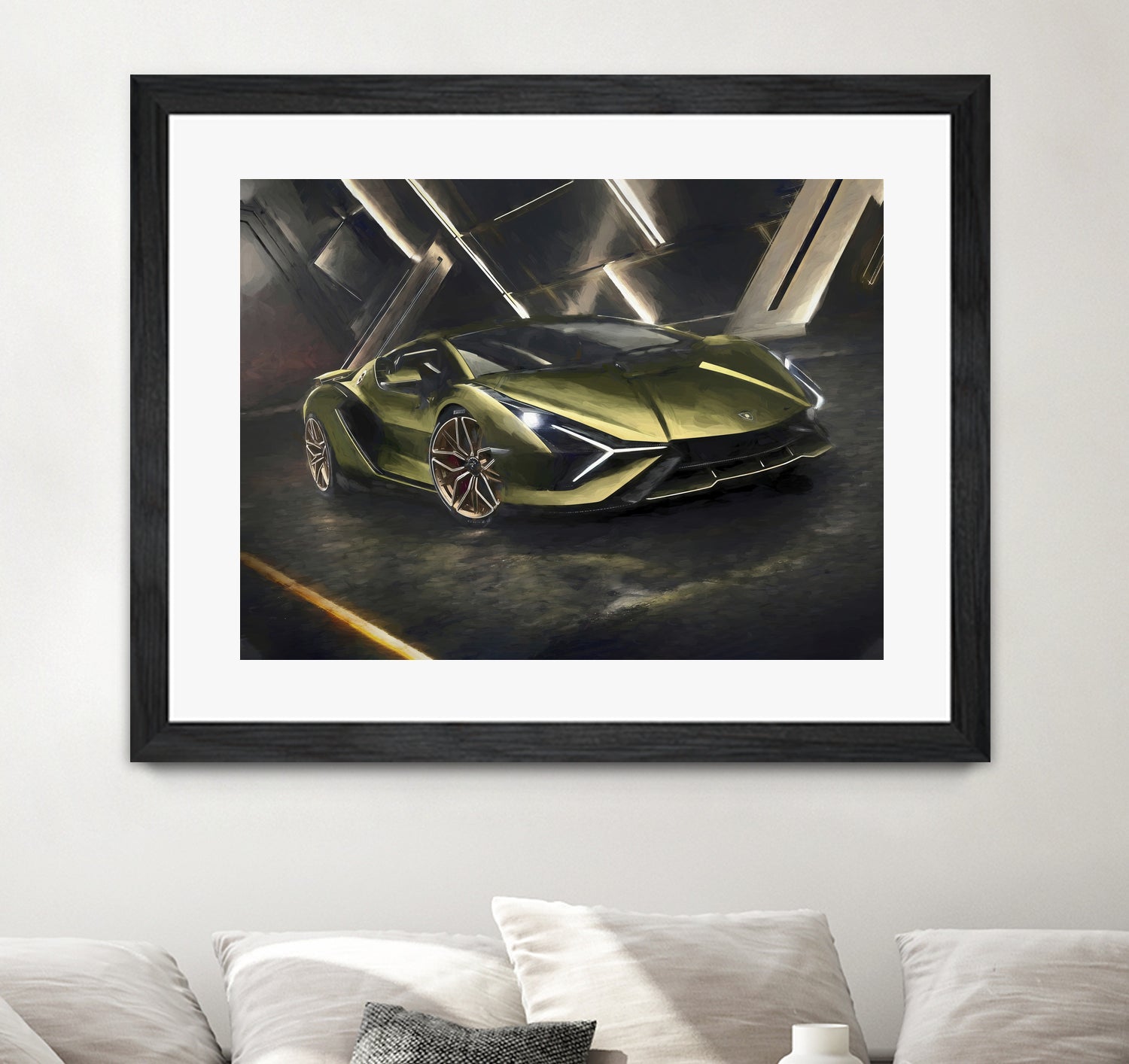 Lamborghini v2 in watercolor-sports car by miguel angel romero franco on GIANT ART - white digital drawing