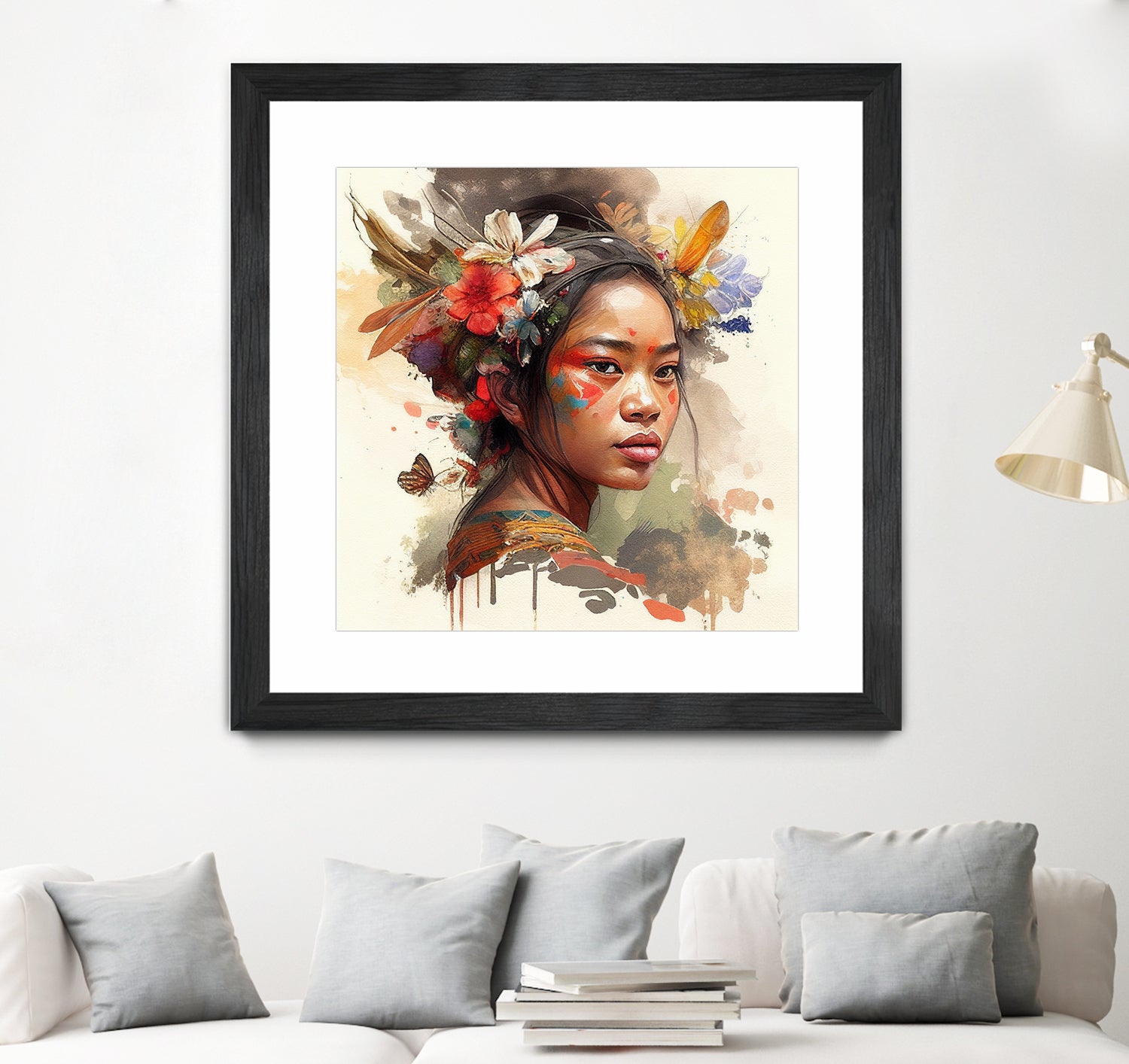 Watercolor Floral Indonesian Native Woman #3 by Isabel Cerdá Muñoz on GIANT ART - brown digital painting