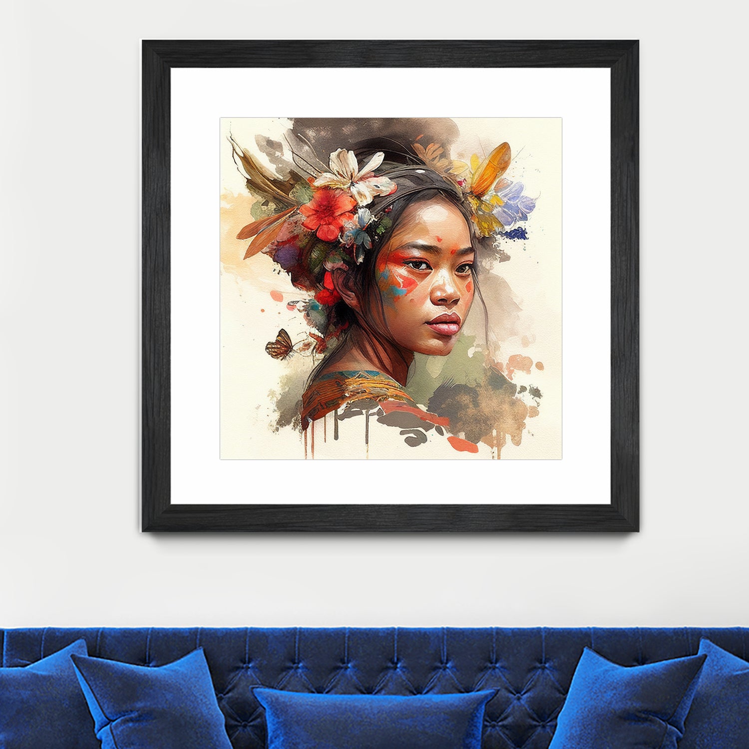 Watercolor Floral Indonesian Native Woman #3 by Isabel Cerdá Muñoz on GIANT ART - brown digital painting