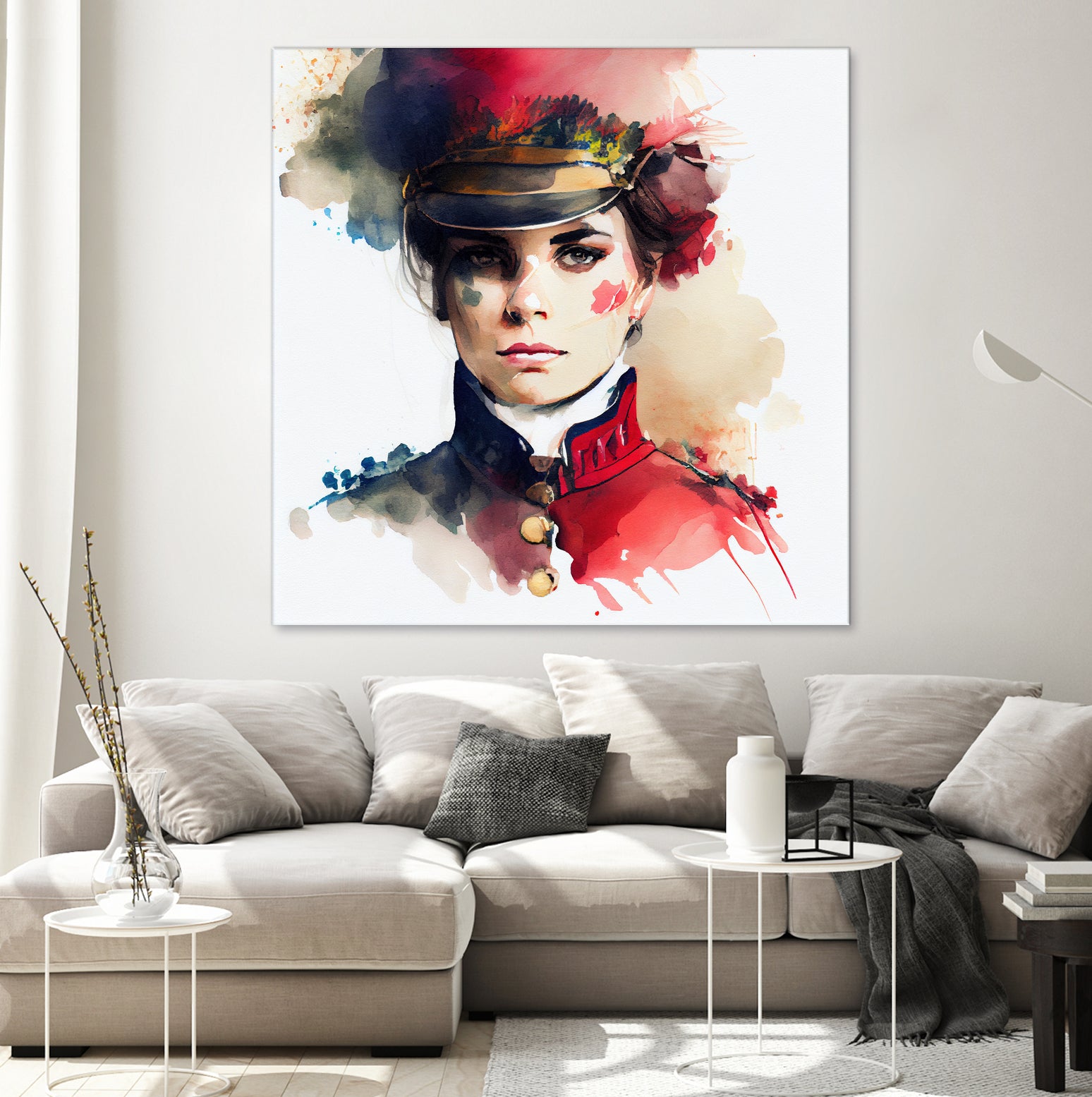 Watercolor Napoleonic Soldier Woman #3 by Isabel Cerdá Muñoz on GIANT ART - red digital painting