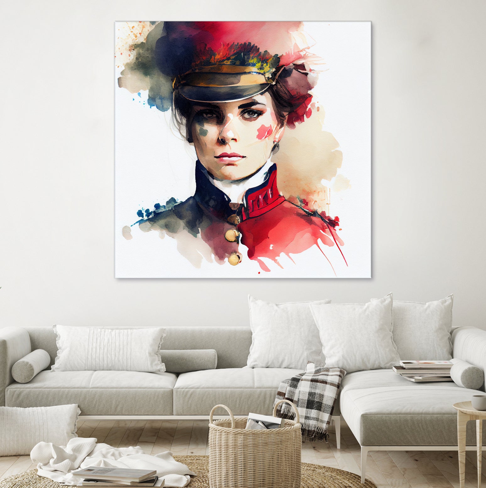 Watercolor Napoleonic Soldier Woman #3 by Isabel Cerdá Muñoz on GIANT ART - red digital painting