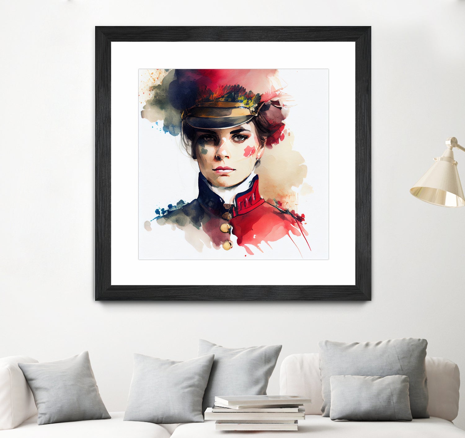 Watercolor Napoleonic Soldier Woman #3 by Isabel Cerdá Muñoz on GIANT ART - red digital painting