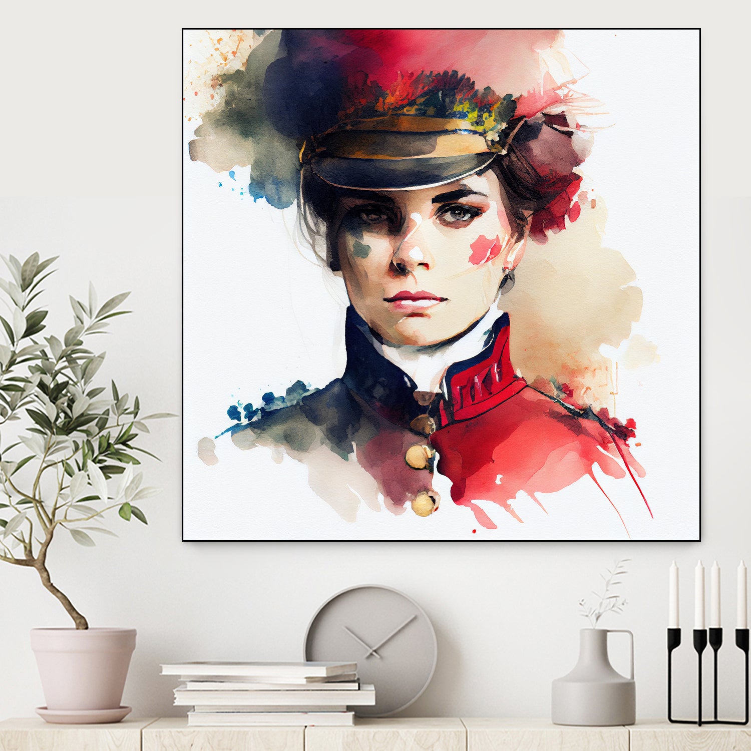 Watercolor Napoleonic Soldier Woman #3 by Isabel Cerdá Muñoz on GIANT ART - red digital painting