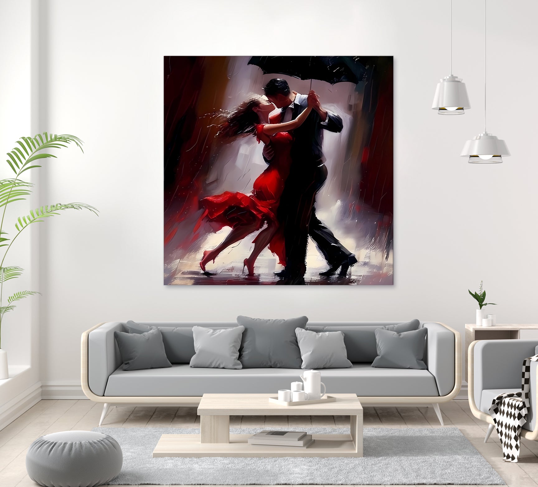 Tango in the rain. by Ievgeniia Bidiuk on GIANT ART - red digital painting