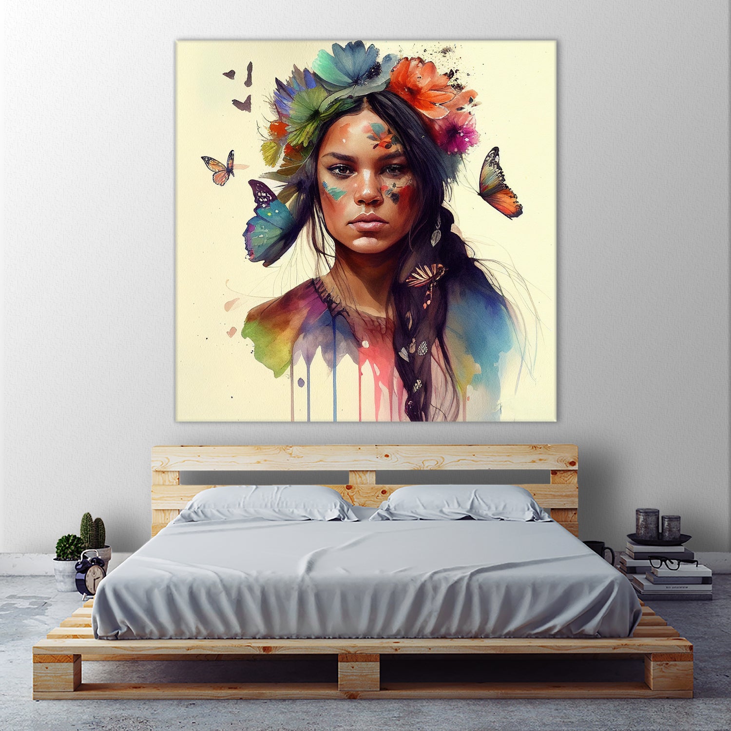 Watercolor Floral Indian Native Woman #11 by Isabel Cerdá Muñoz on GIANT ART - brown digital painting