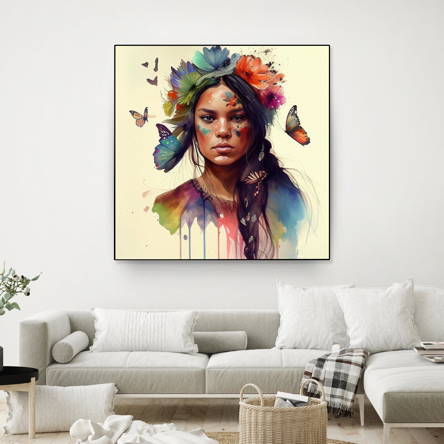 Watercolor Floral Indian Native Woman #11 by Isabel Cerdá Muñoz on GIANT ART - brown digital painting