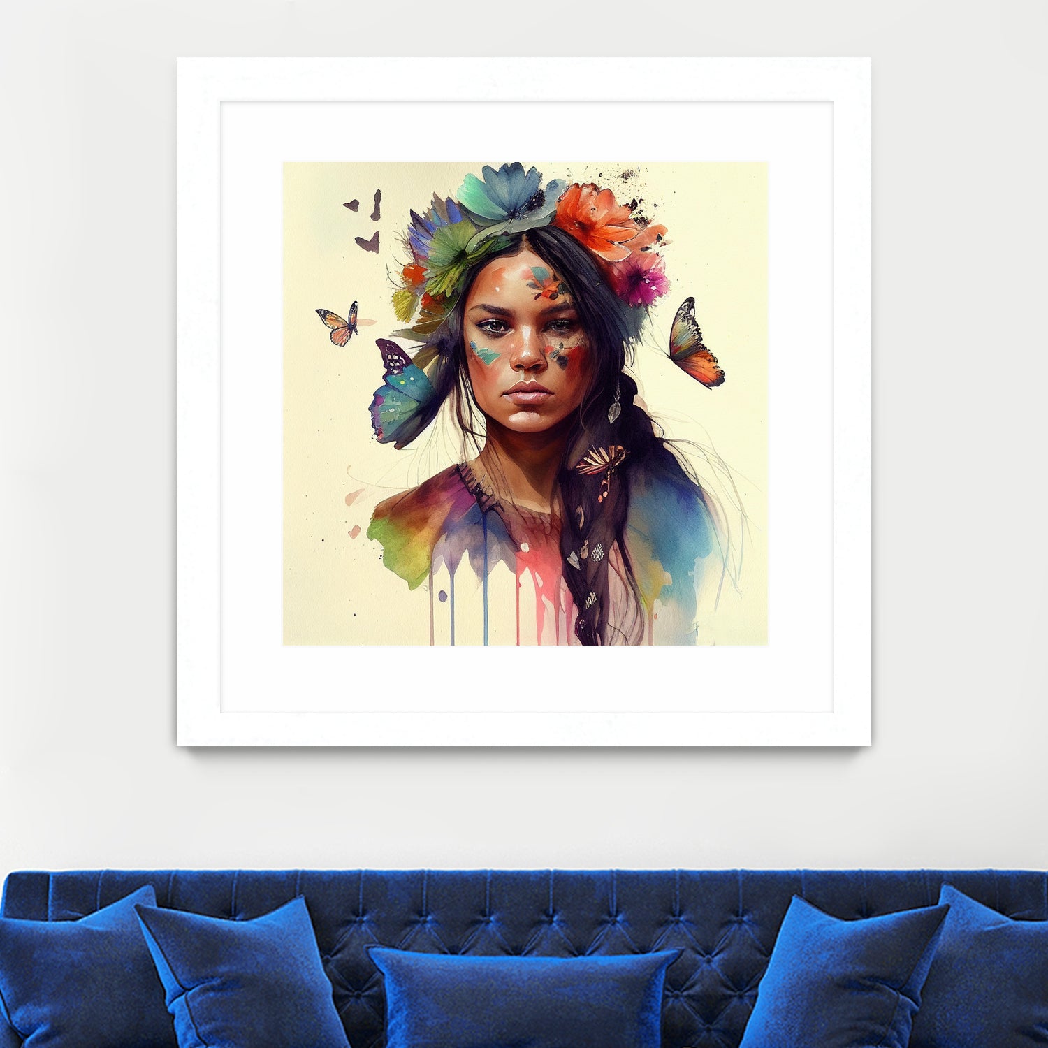 Watercolor Floral Indian Native Woman #11 by Isabel Cerdá Muñoz on GIANT ART - brown digital painting