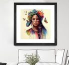 Watercolor Floral Indian Native Woman #11 by Isabel Cerdá Muñoz on GIANT ART - brown digital painting