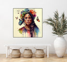 Watercolor Floral Indian Native Woman #11 by Isabel Cerdá Muñoz on GIANT ART - brown digital painting