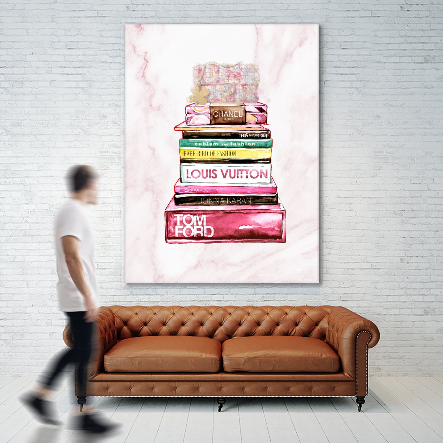 stack of fashion books and a gucci bag by miguel angel romero franco on GIANT ART - pink digital drawing