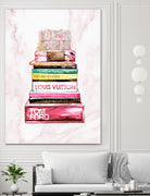 stack of fashion books and a gucci bag by miguel angel romero franco on GIANT ART - pink digital drawing