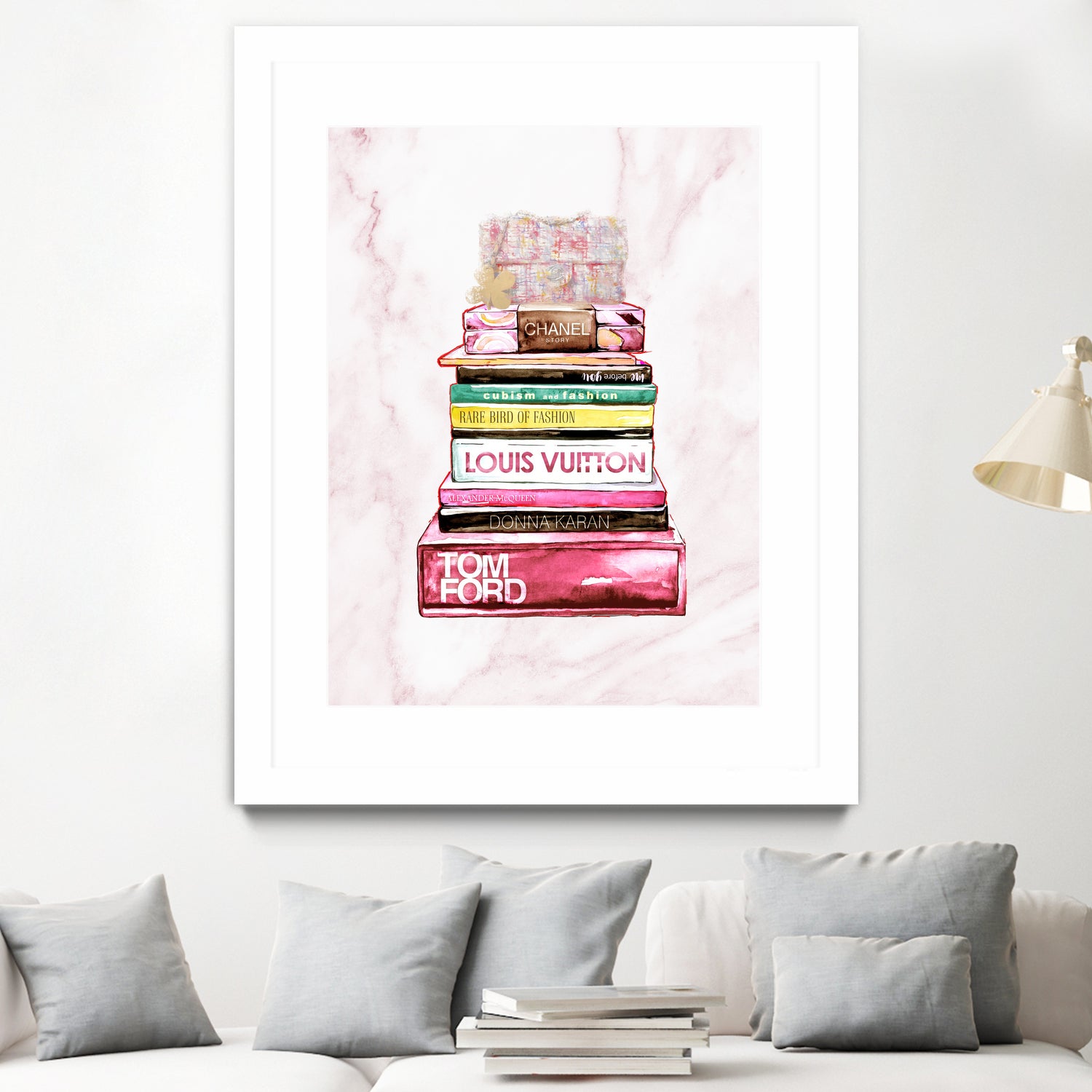 stack of fashion books and a gucci bag by miguel angel romero franco on GIANT ART - pink digital drawing