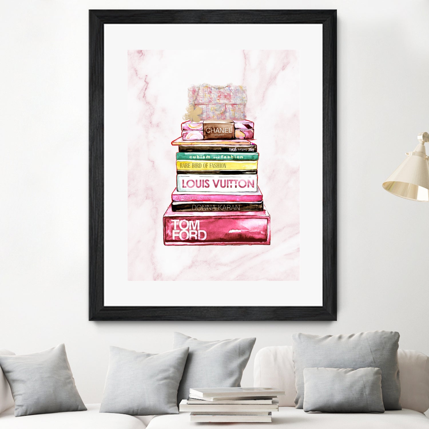 stack of fashion books and a gucci bag by miguel angel romero franco on GIANT ART - pink digital drawing