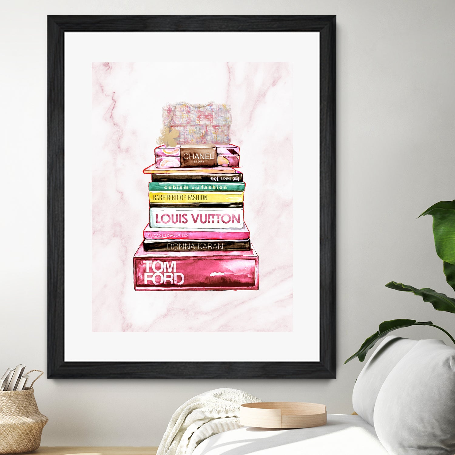 stack of fashion books and a gucci bag by miguel angel romero franco on GIANT ART - pink digital drawing