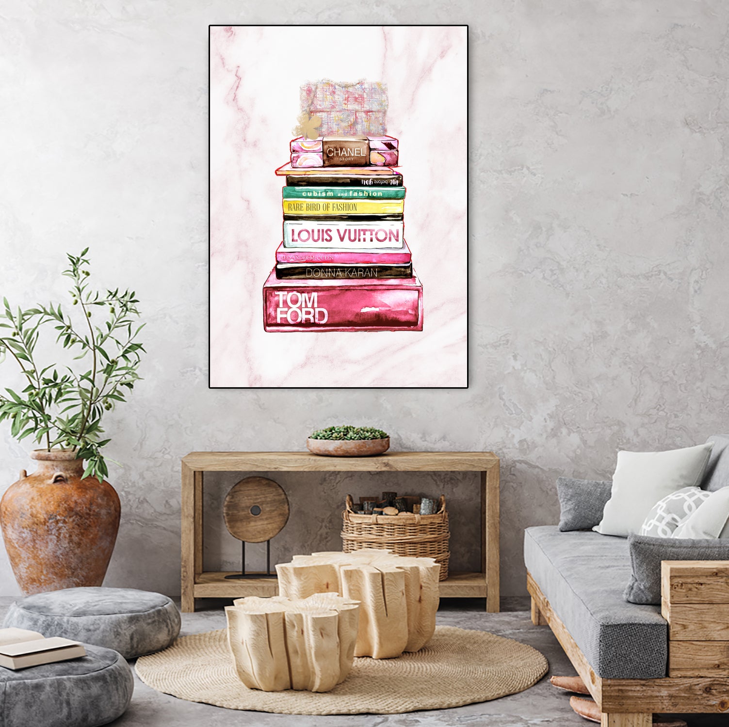 stack of fashion books and a gucci bag by miguel angel romero franco on GIANT ART - pink digital drawing