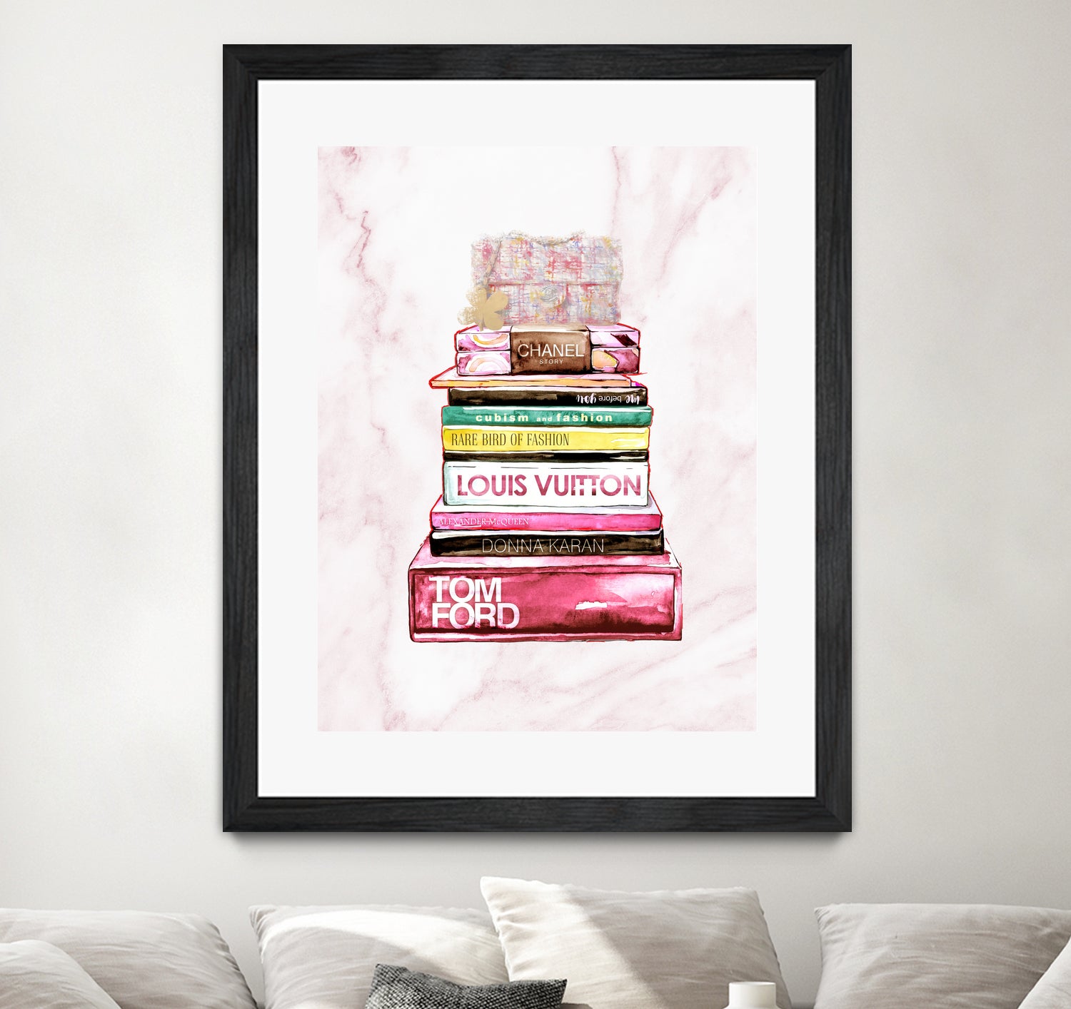 stack of fashion books and a gucci bag by miguel angel romero franco on GIANT ART - pink digital drawing