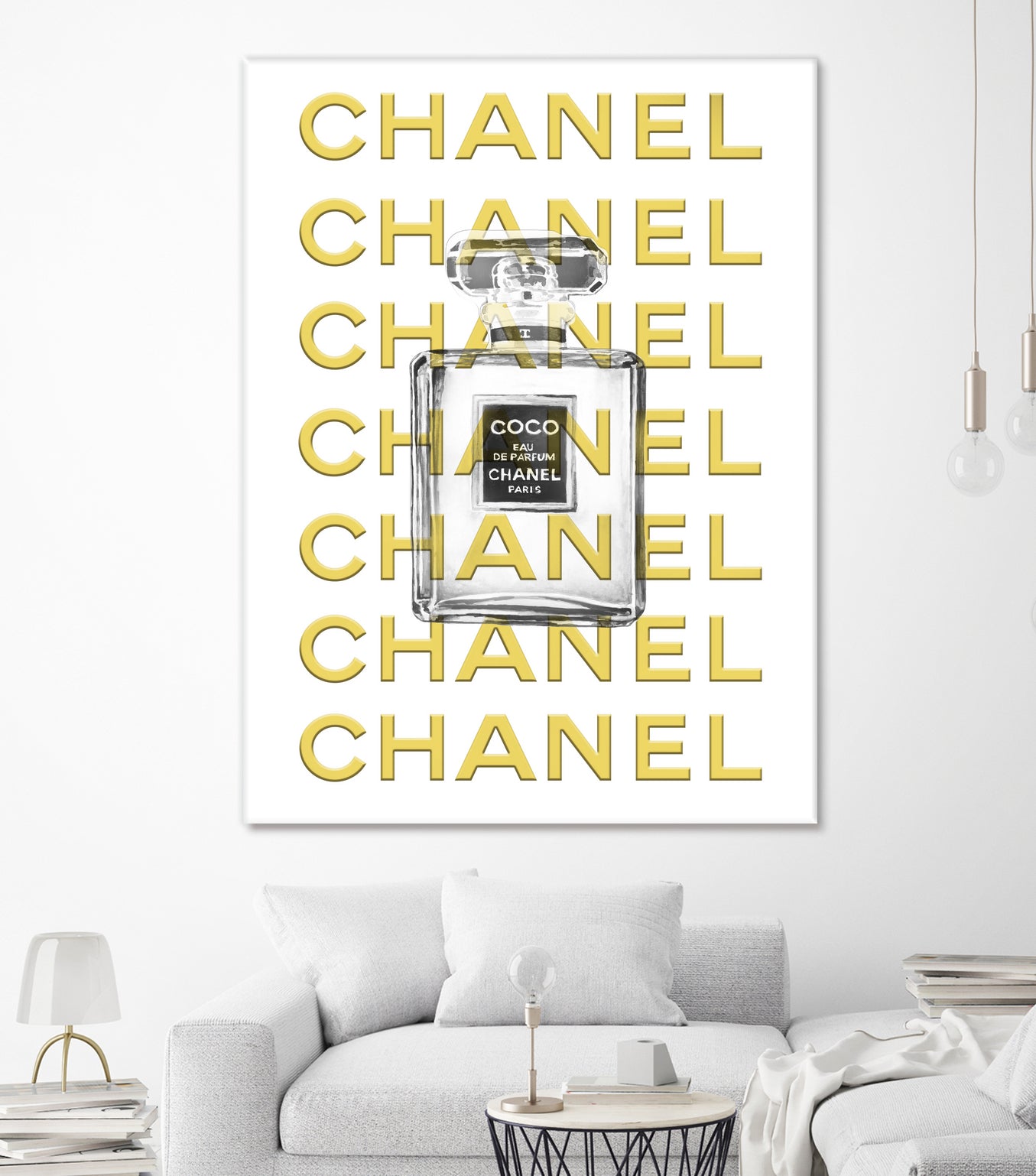 Chanel perfume fashion poster by miguel angel romero franco on GIANT ART - yellow digital drawing