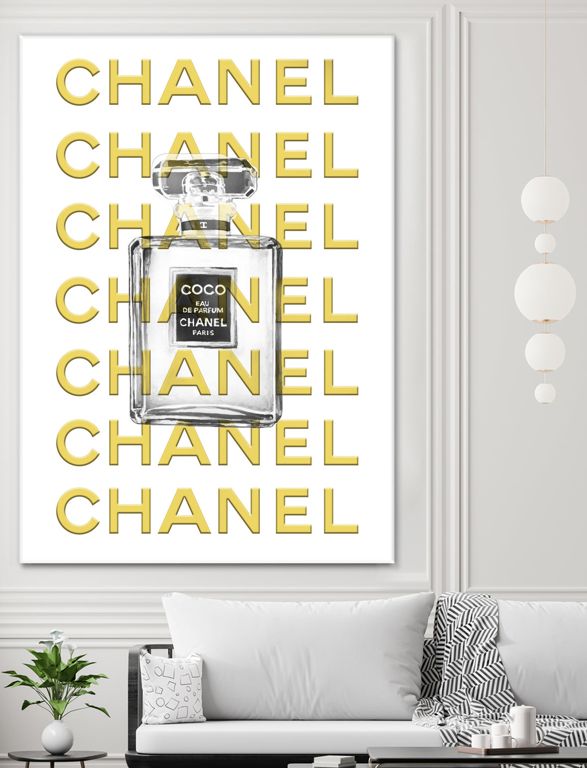 Chanel perfume fashion poster by miguel angel romero franco on GIANT ART - yellow digital drawing