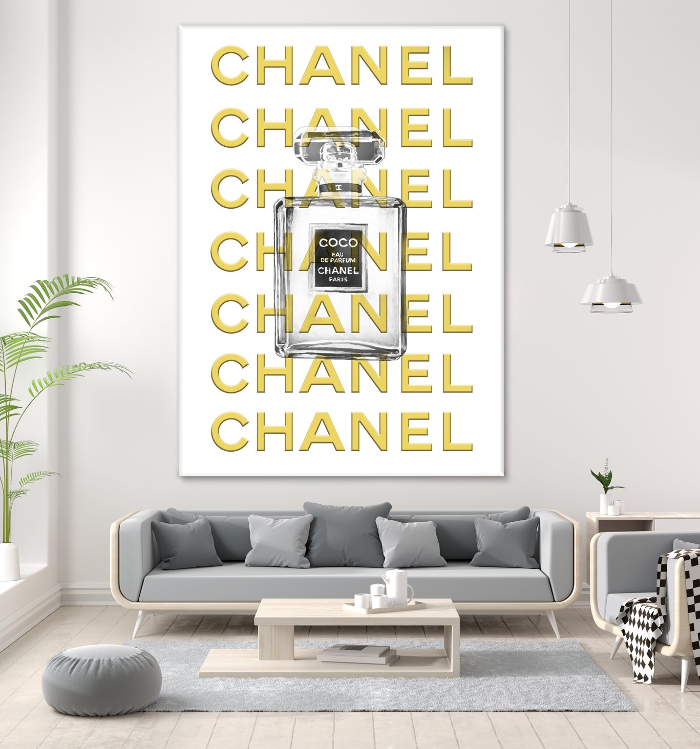 Chanel perfume fashion poster by miguel angel romero franco on GIANT ART - yellow digital drawing