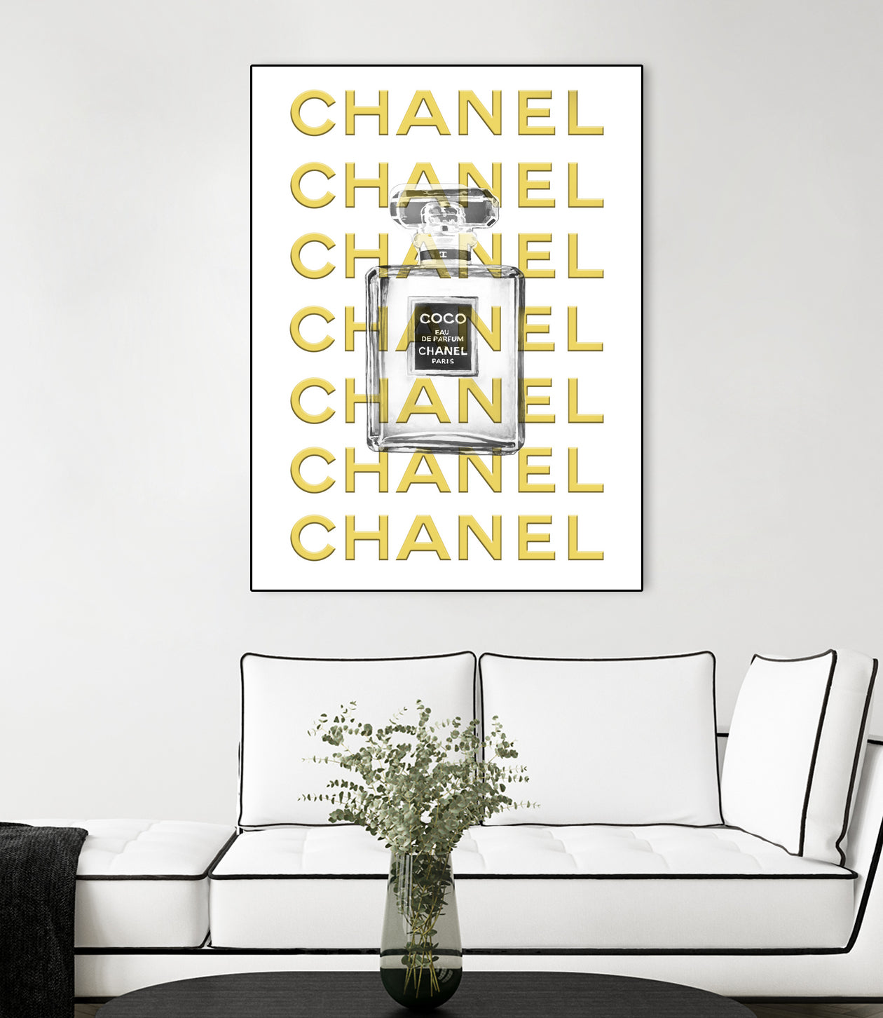 Chanel perfume fashion poster by miguel angel romero franco on GIANT ART - yellow digital drawing