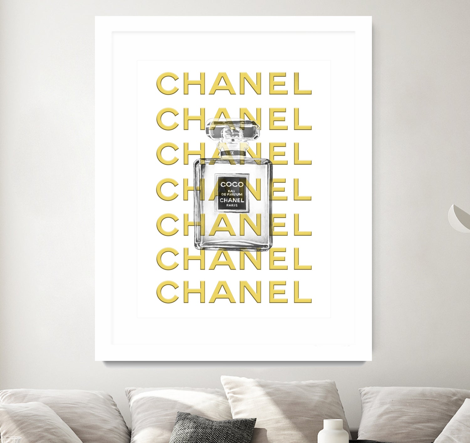 Chanel perfume fashion poster by miguel angel romero franco on GIANT ART - yellow digital drawing