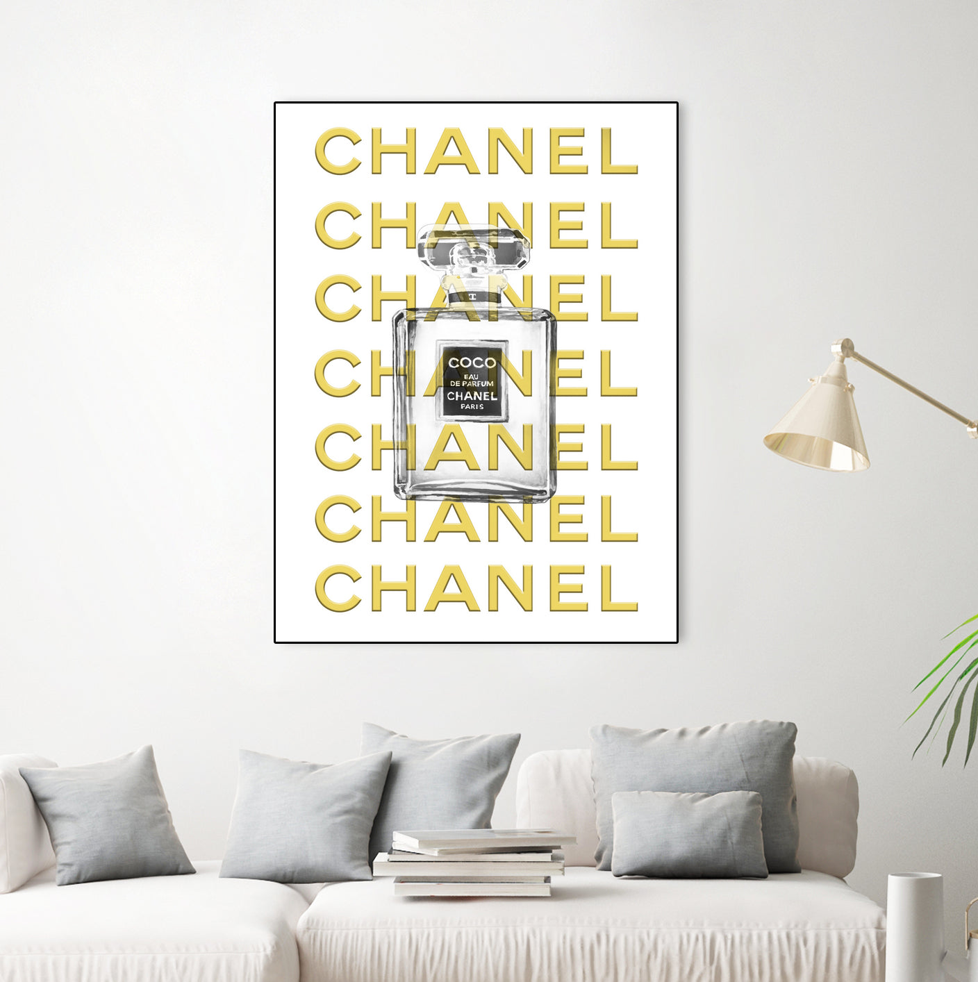 Chanel perfume fashion poster by miguel angel romero franco on GIANT ART - yellow digital drawing