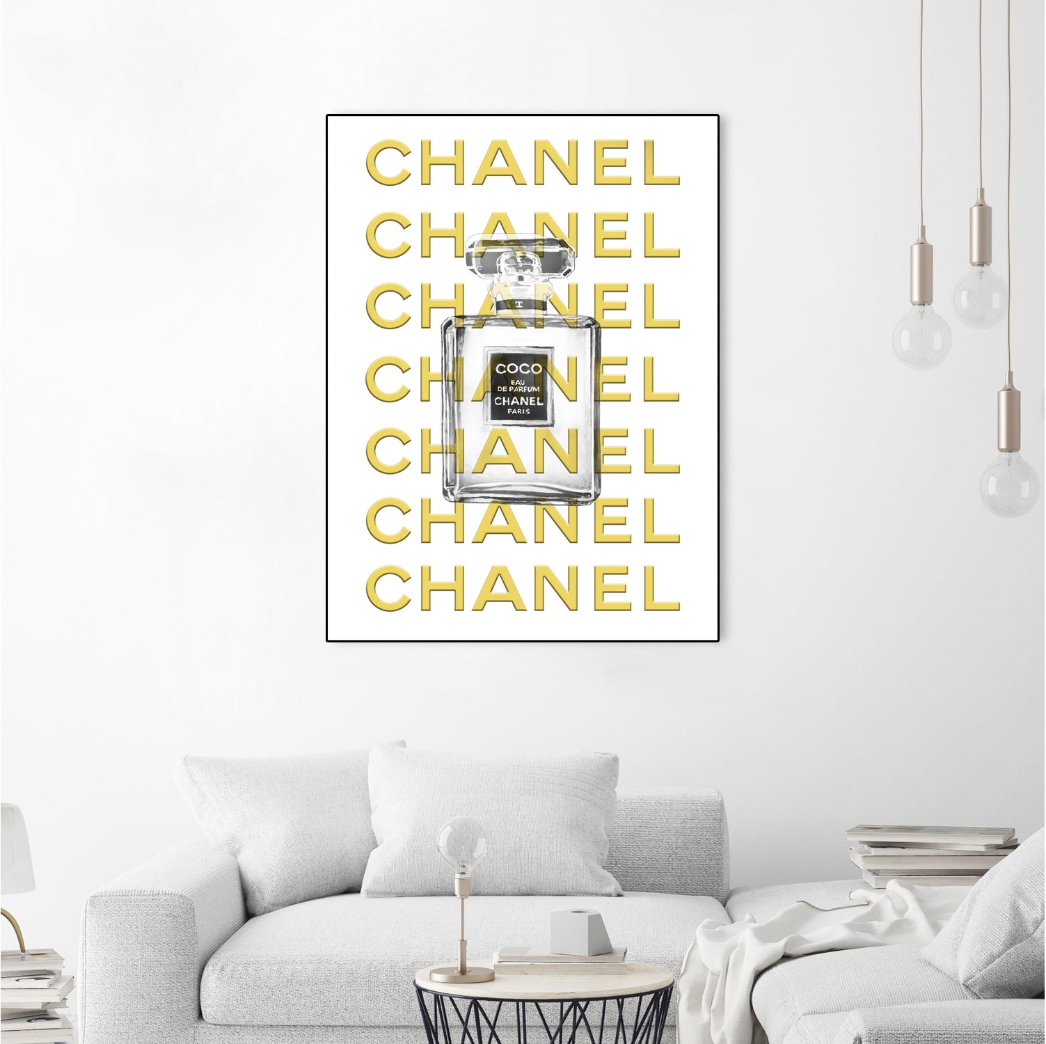 Chanel perfume fashion poster by miguel angel romero franco on GIANT ART - yellow digital drawing