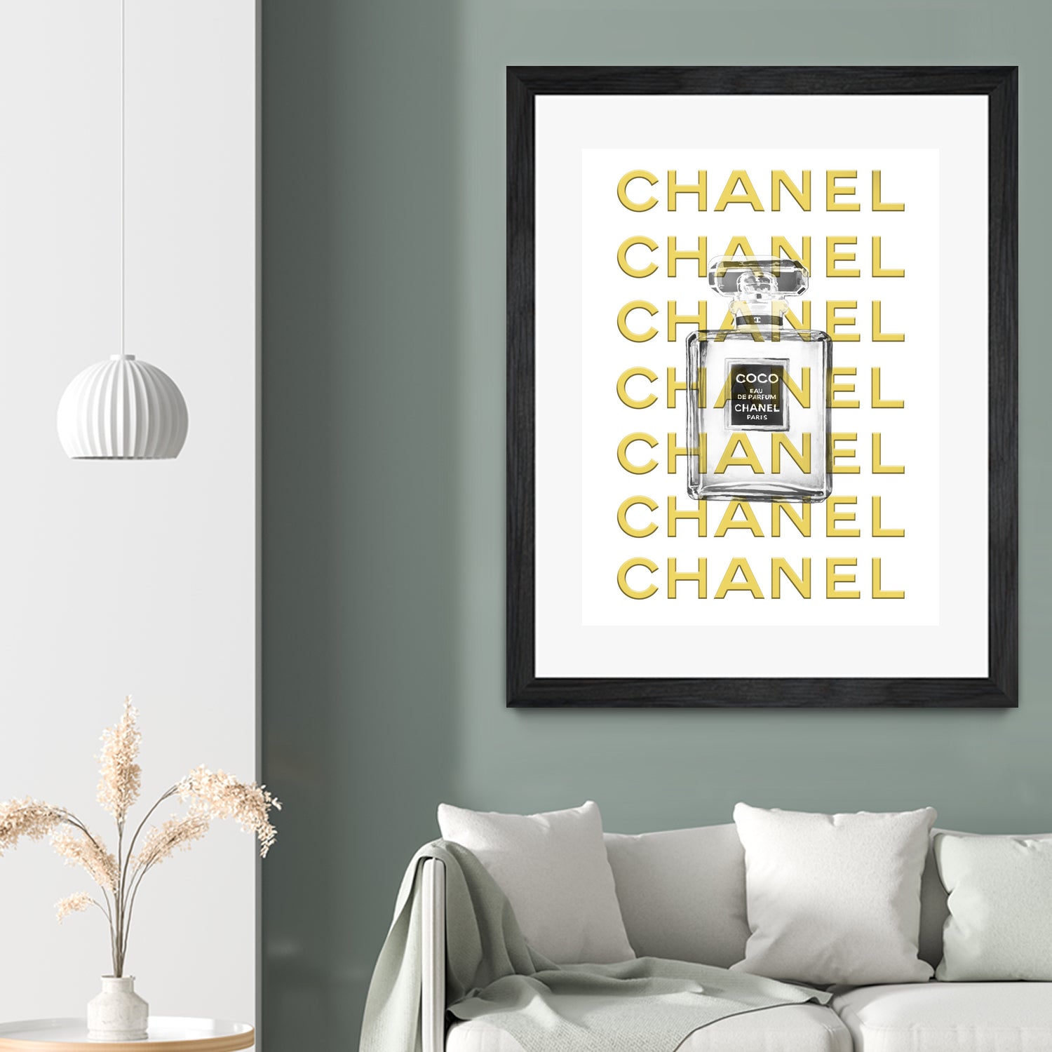 Chanel perfume fashion poster by miguel angel romero franco on GIANT ART - yellow digital drawing