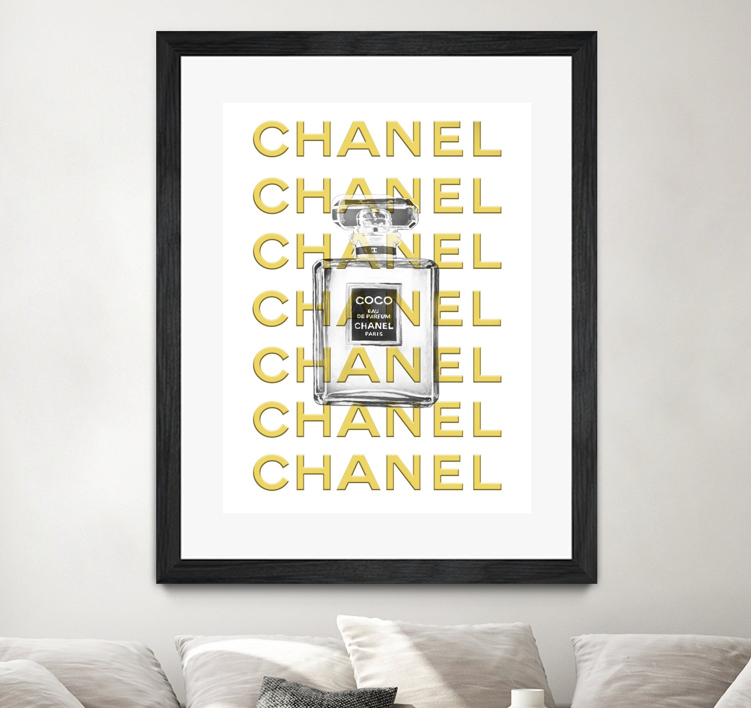 Chanel perfume fashion poster by miguel angel romero franco on GIANT ART - yellow digital drawing